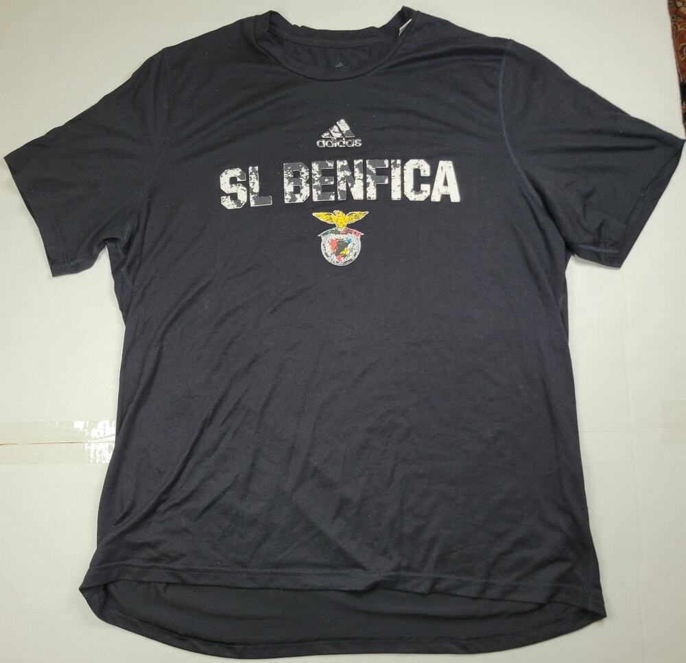 VTG Y2K SL Benfica Adidas Futbol FC Football Sportswear T-shirt XL Distressed